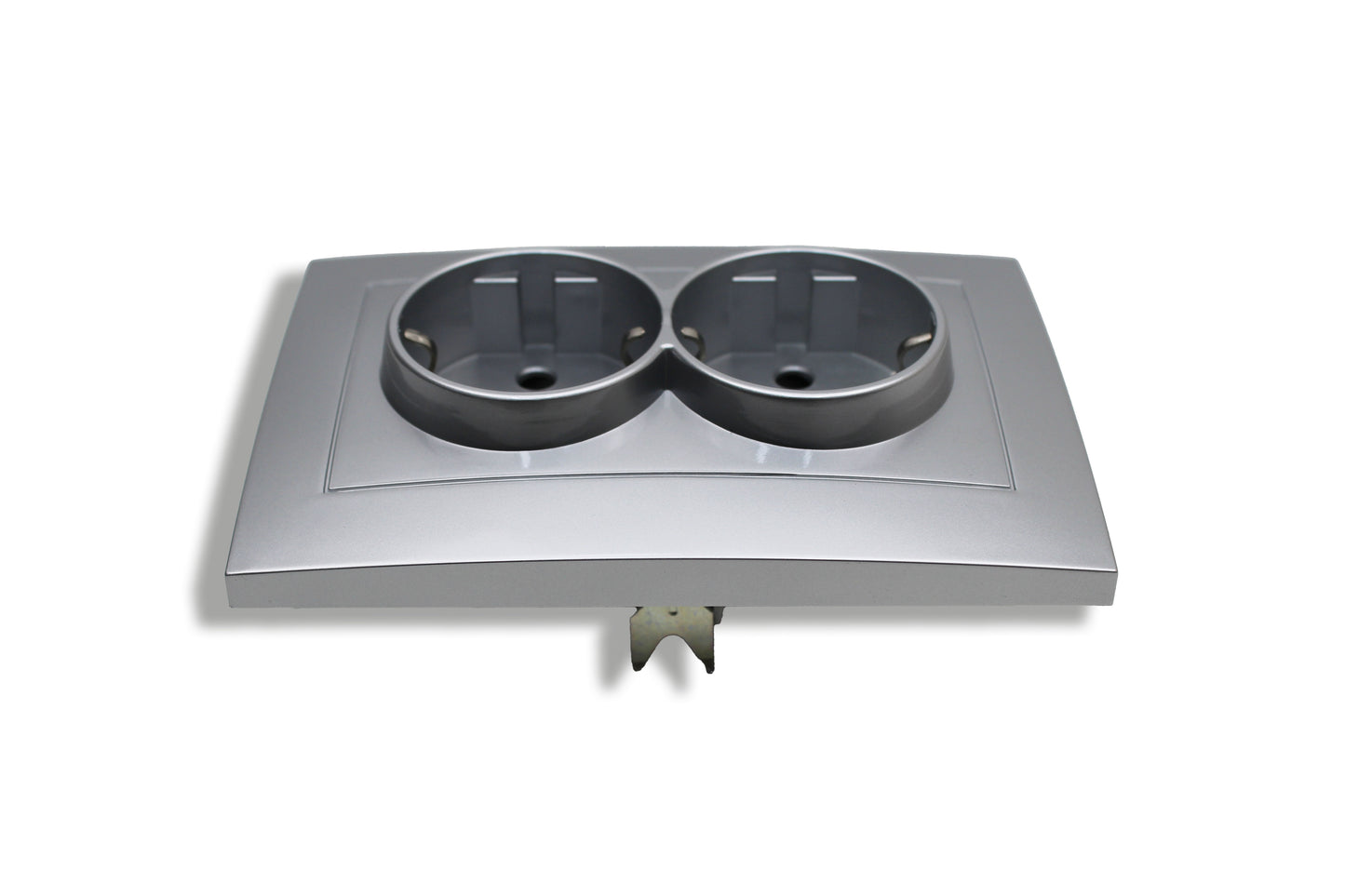 Entac – Doppelsteckdose – 2× Schutzkontakt – 16A – 250V – Unterputz – Silber glänzend