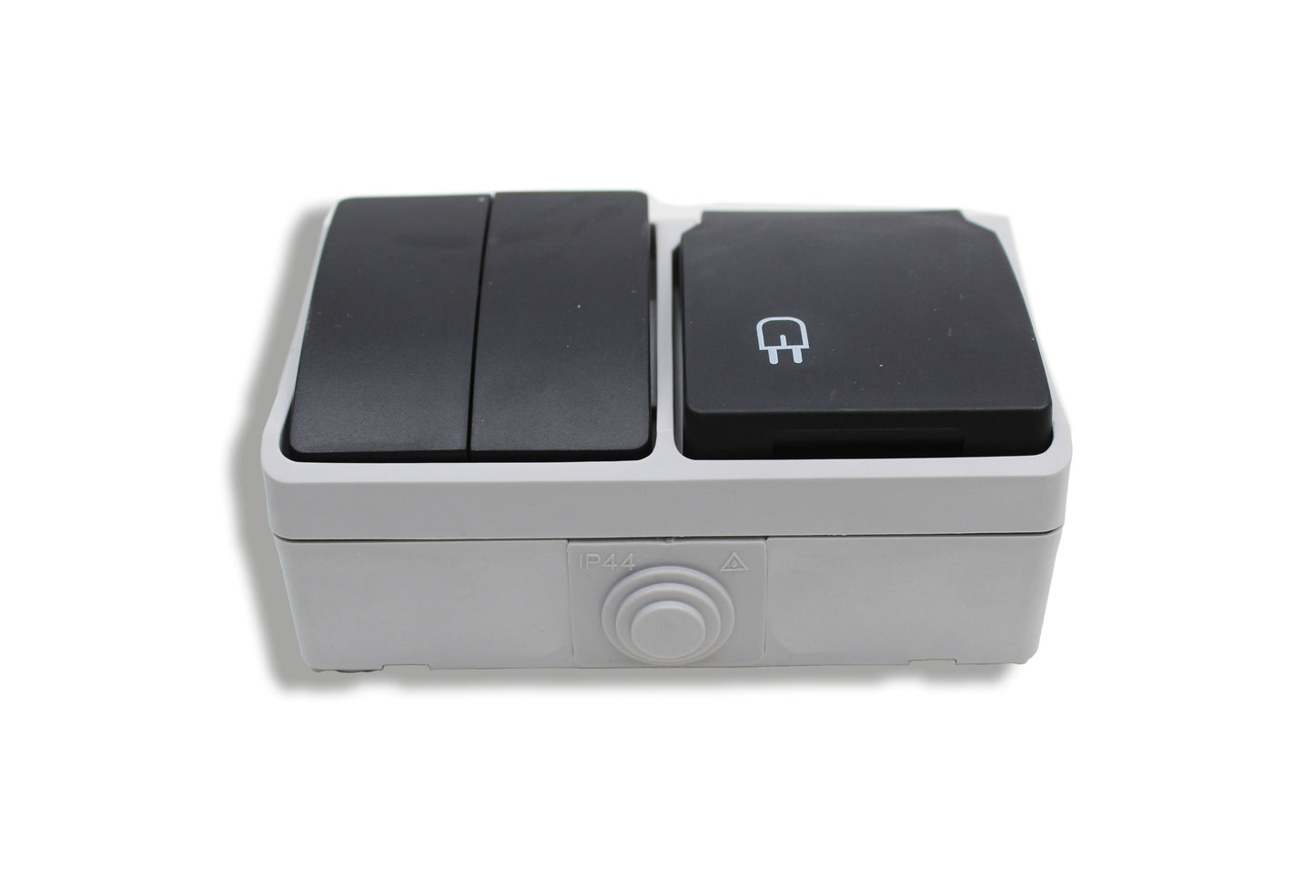 Hoosense Feuchtraum-Kombination: Doppelwippschalter + Steckdose – 10AX / 16A – 250V – IP44