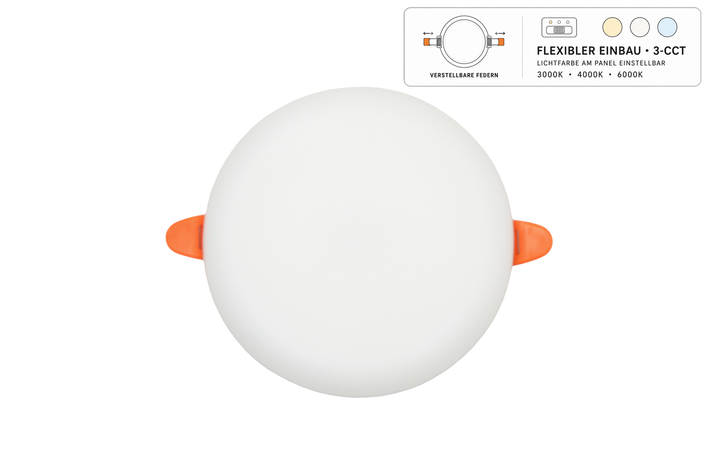 Tecbright Einbaustrahler Frameless - 18W- ø45-100mm - Rund - Weiss - CCT