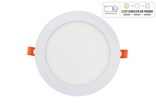 Tecbright 12W LED Einbaupanel CCT – Ø 170 mm – 3000K, 4000K oder 6000K