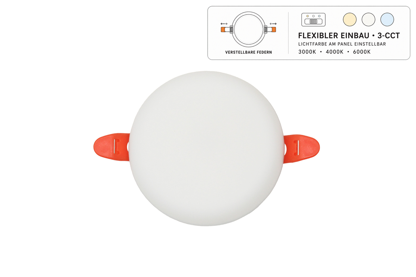 Tecbright Einbaustrahler Frameless - 9W - ø40-75mm - Rund - Weiss - CCT