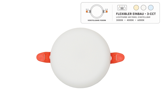 Tecbright Einbaustrahler Frameless - 9W - ø40-75mm - Rund - Weiss - CCT