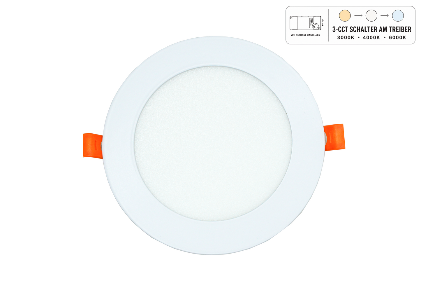 Tecbright 6W LED Einbaupanel CCT – Ø 120 mm – 3000K, 4000K oder 6000K