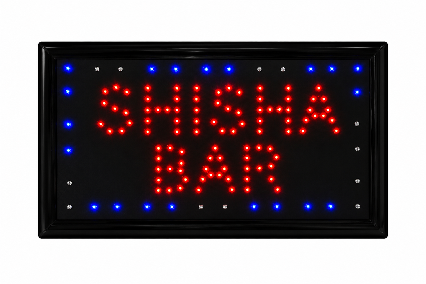 LED OPEN Leuchtschild mit roter Schrift und blauen Akzent-LEDs – Professionelles Werbeschild für Geschäfte, Restaurants & Unternehmen