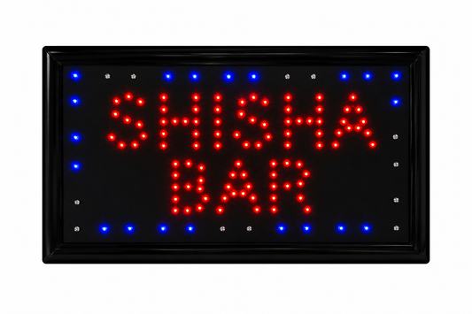 LED OPEN Leuchtschild mit roter Schrift und blauen Akzent-LEDs – Professionelles Werbeschild für Geschäfte, Restaurants & Unternehmen
