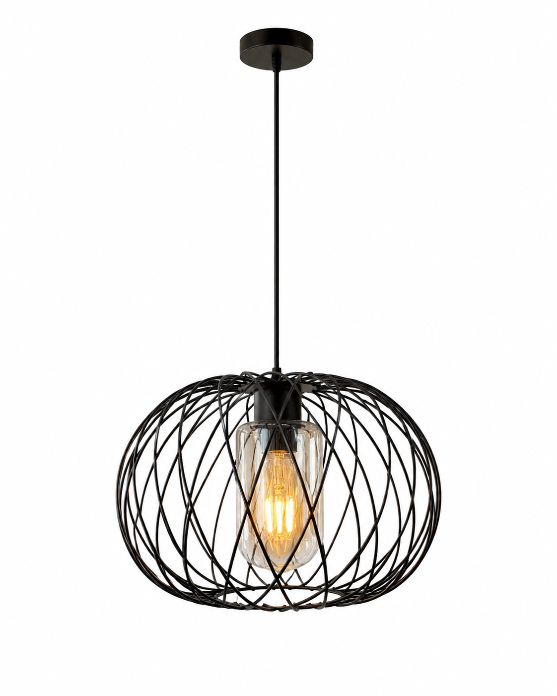 Moderne Drahtgeflecht-Pendelleuchte – 30 cm Durchmesser – Industriedesign im Kugel-Look (D901/1)