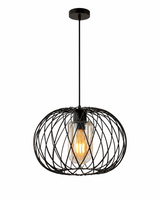 Moderne Drahtgeflecht-Pendelleuchte – 30 cm Durchmesser – Industriedesign im Kugel-Look (D901/1)