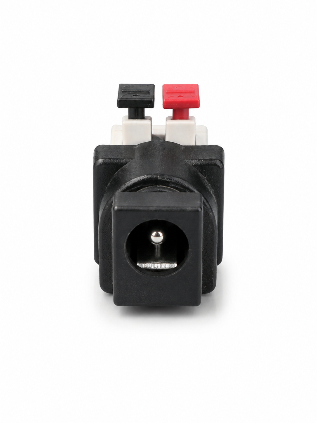 DC-Hohlstecker Buchse auf 2-polige Federklemme – Anschlussadapter Rot / Schwarz