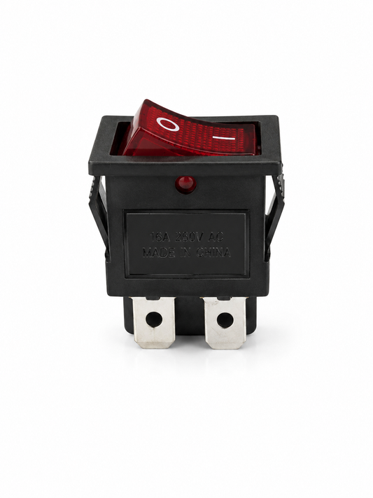 Roter Wippschalter Ein/Aus – 6A 250V / 10A 125V