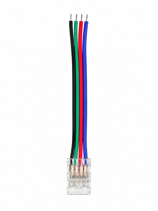 4-poliger RGB LED Strip Verbinder 10 mm mit Anschlusskabel – ca. 94 mm