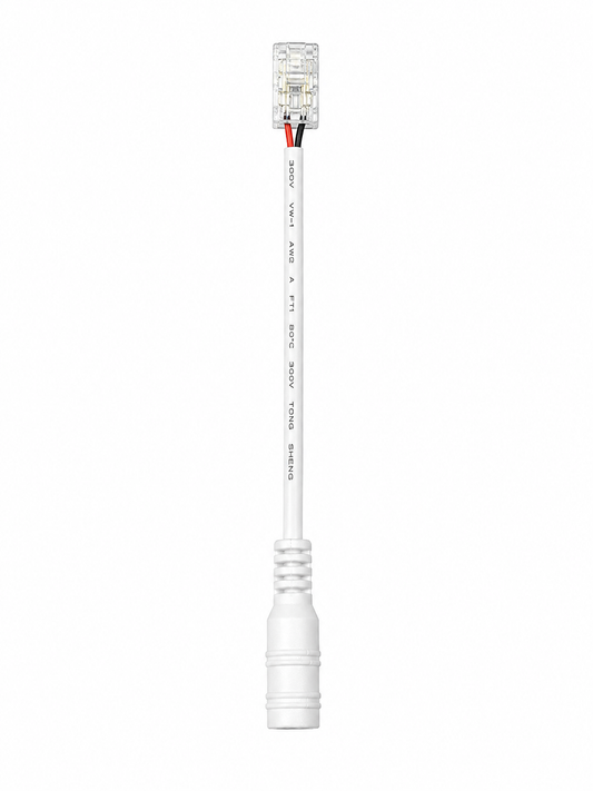 2-poliger LED Strip Anschlussadapter mit DC-Buchse – Klemmverbinder – Weiß