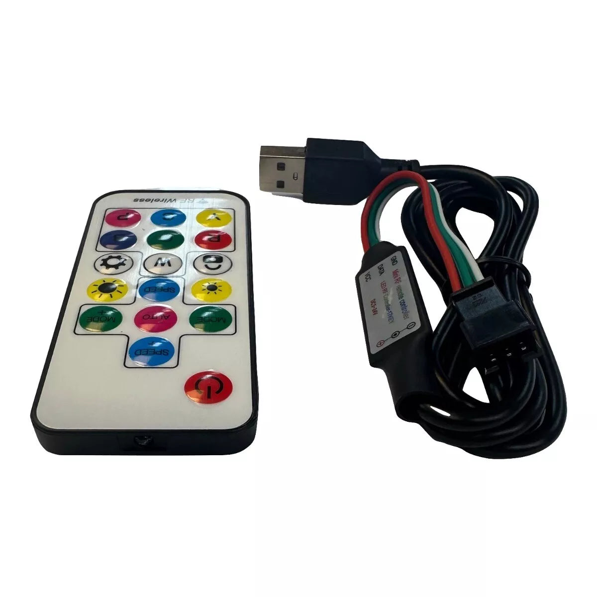 WS2812B RGB LED Controller mit 17-Tasten-RF-Fernbedienung – USB-Stromversorgung für adressierbare LED Streifen (DC 5-24V)